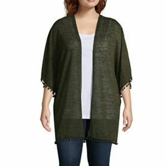 St. John Bay Olive green Kimono - Picture 1 of 4